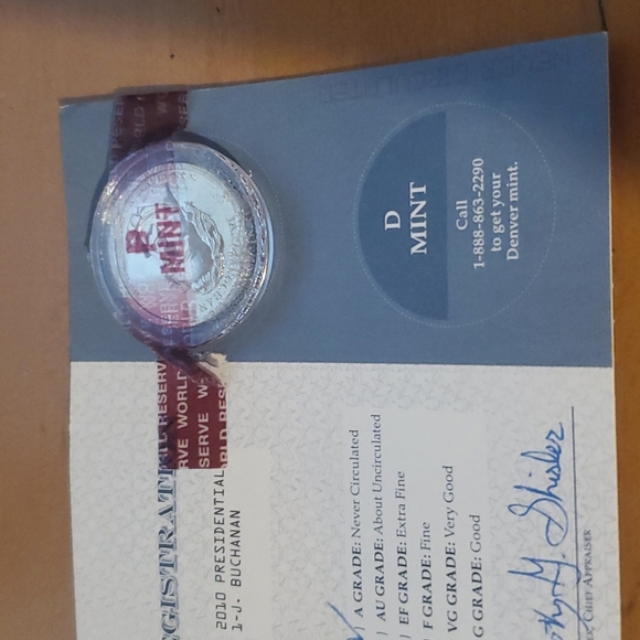 Certificate of Official Asset Grading Registration 2010 James Buchanan Coin - Picture 2 of 2